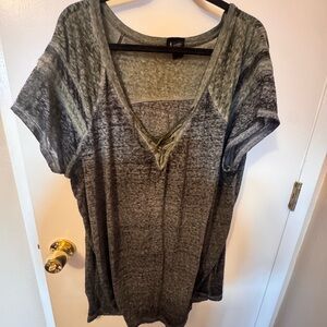torrid Washed Charcoal V-Neck Short Sleeve Tee